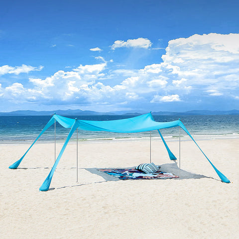 Rootz Beach Shade Sail - Sun Shelter - Sunshade - UPF30+ - 400cm x 400cm x 200cm - Lightweight Aluminum Frame