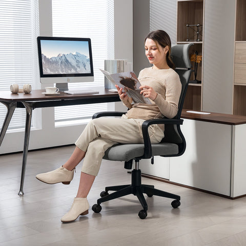Rootz Grey Office Chair - Desk Chair - Ergonomic Chair - Breathable Art Wool - 69t x 109-117h cm