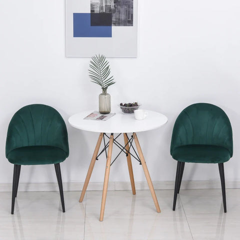 Rootz Dining Room Chairs - Soft Padding - Seating Comfort - Slim Metal Legs - Ergonomic Design - Velvet-like Polyester - Metal Legs - Green - 52W x 54D x 79H cm