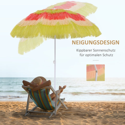 Rootz Hawaiian Umbrella - Beach Umbrella - Garden Parasol - Sun Protection - Adjustable & Tiltable - Ø160cm x H190cm