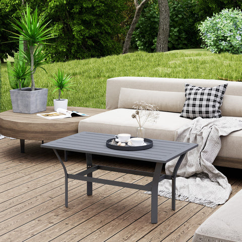 Rootz Side Table - Patio Coffee Table - Outdoor Garden Table - Weatherproof & Durable - 91.5 x 55 x 45 cm - Grey