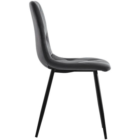Rootz 4 Piece Set Gray Velvet Dining Chairs - Elegant Seating - Comfortable Chairs - Sturdy Black Metal Legs - 45L x 40W x 86H cm