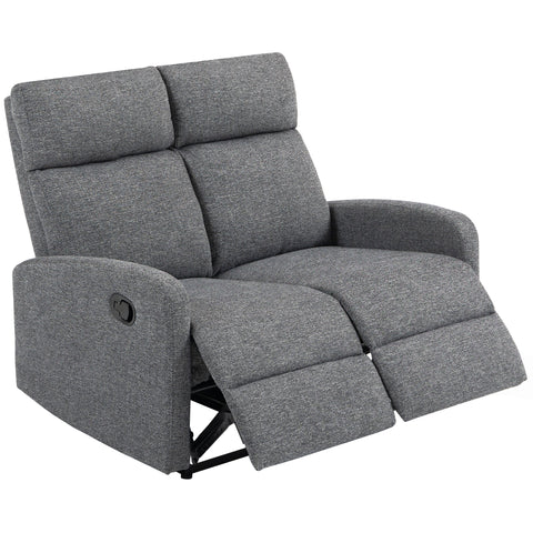 Rootz 2-Seater Sofa - Adjustable Recliner - Grey Fabric Couch - Comfortable Seating - 114cm x 98cm x 157cm