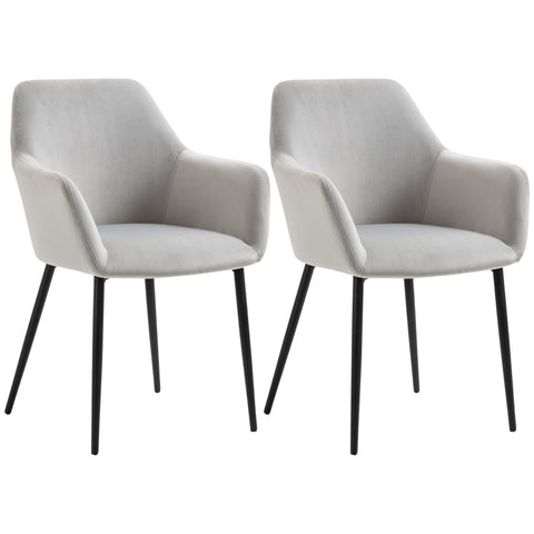 Rootz Set of 2 Velvet Dining Chairs - Kitchen Chairs - Upholstered Chairs - Comfortable Seating - 54cm x 57cm x 80cm