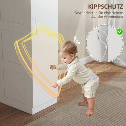 Rootz White Wardrobe Cabinet - Multi-Purpose Closet - Bedroom Storage Unit - Soft-Close Door - 40 x 52 x 180 cm