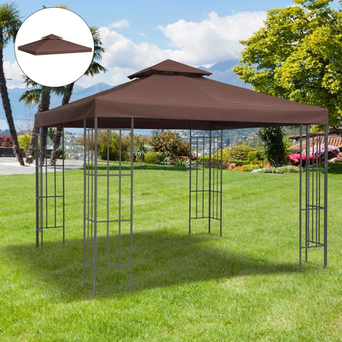 Rootz Gazebo - Replacement Roof with Wind Canopy - Water Dissipation - Strong and Durable - Coffee - 3 x 3m