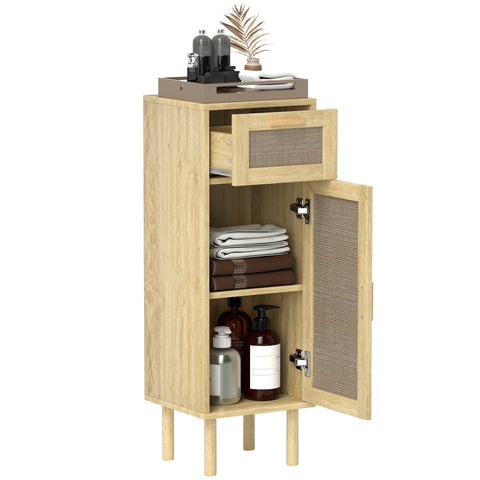 Rootz Bathroom Cabinet- Storage Cabinet- Bohemian Cabinet - Rattan Cabinet - Adjustable Shelves - 32cm x 30cm x 92cm