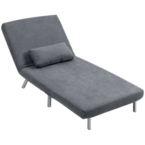Rootz Upholstery Armchair with Bed Function - Sleeper Chair - Guest Sofa Bed - Versatile 3-in-1 Design - Velvet Fabric - 75cm x 80cm x 83cm - Grey