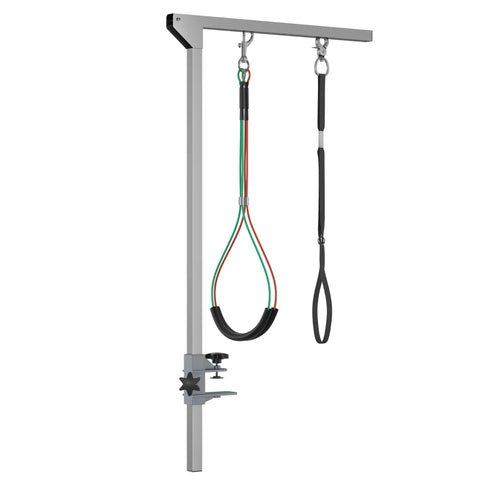 Rootz Pet Dressing Table - Height Adjustable - Pet Grooming Arm - Haunch Holders & Grooming Loop - Silver - 36 x 8 x 74 cm