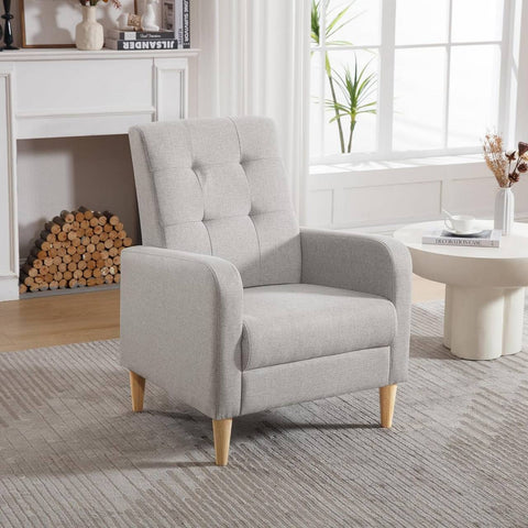 Rootz Egg Chair - Modern Lounge Chair - Relaxing Armchair - Comfort with High Backrest - Grey Linen - 68 x 90.5 x 73.5 cm