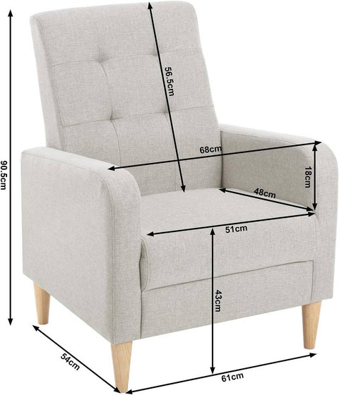 Rootz Egg Chair - Modern Lounge Chair - Relaxing Armchair - Comfort with High Backrest - Grey Linen - 68 x 90.5 x 73.5 cm