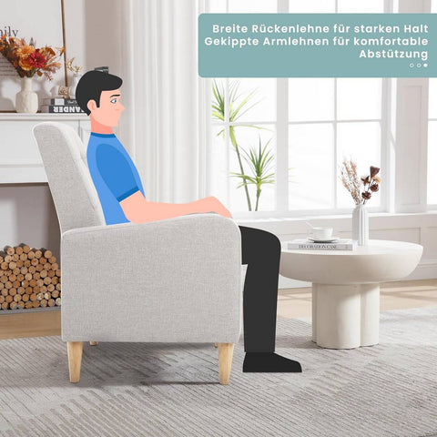 Rootz Egg Chair - Modern Lounge Chair - Relaxing Armchair - Comfort with High Backrest - Grey Linen - 68 x 90.5 x 73.5 cm