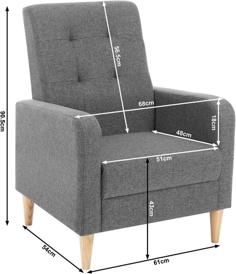 Rootz Egg Chair - Lounge Chair - Relaxation Chair - Modern Comfort - Grey Linen Cover - 68 x 90.5 x 73.5 cm