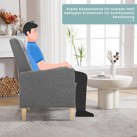 Rootz Egg Chair - Lounge Chair - Relaxation Chair - Modern Comfort - Grey Linen Cover - 68 x 90.5 x 73.5 cm