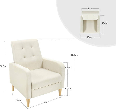 Rootz White Chair - Modern Lounge Chair - Relaxation Armchair - Ergonomic Comfort - 68cm x 90.5cm x 73.5cm