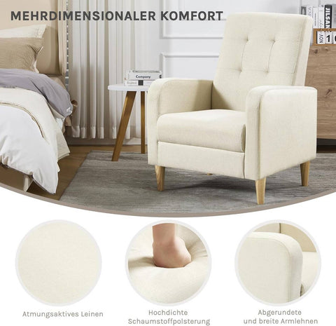 Rootz White Chair - Modern Lounge Chair - Relaxation Armchair - Ergonomic Comfort - 68cm x 90.5cm x 73.5cm