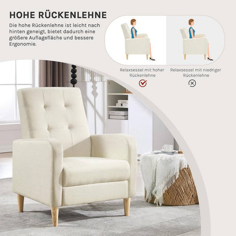Rootz White Chair - Modern Lounge Chair - Relaxation Armchair - Ergonomic Comfort - 68cm x 90.5cm x 73.5cm