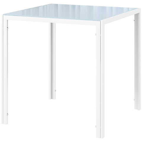 Rootz Square Dining Table for 4 - Kitchen - Dining Room - Tempered Glass Top - 75cm x 75cm x 75cm - Modern Style