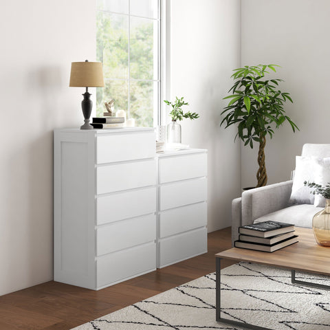 Rootz 5 Drawer Chest - Storage Furniture - Handleless Design - Easy Opening - 60 x 38 x 100 cm White