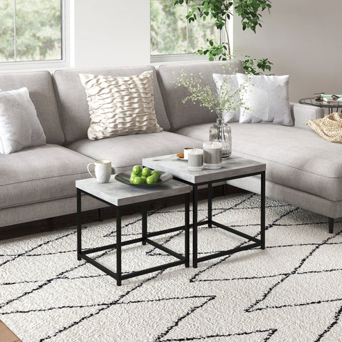 Rootz Stackable Coffee Tables Set - Side Tables - Accent Tables - Space-Saving Design - 45cm x 45cm x 45cm & 40cm x 40cm x 39cm