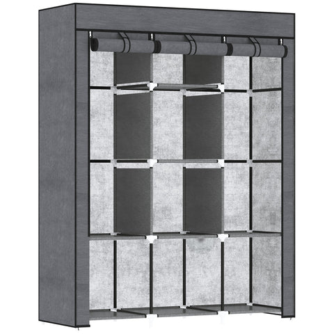 Rootz Fabric Wardrobe Cabinet - Storage Solution - Organizer - Dust Protection - 125cm x 43cm x 162.5cm