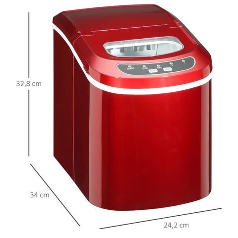 Rootz Ice Cube Machine - Ice Maker - Ice Ball Maker - 12kg/Day - Self-Cleaning - Quiet Operation - 34L x 24.2W x 32.8H cm - Red