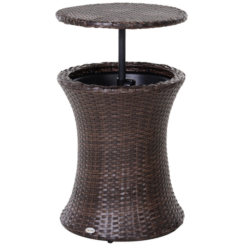 Rootz 2-in-1 Side Table Ice Bucket - Outdoor Cooler - Garden Table - Keeps Drinks Cool - Ø 48 x 83H cm - Resin Rattan - Adjustable Height