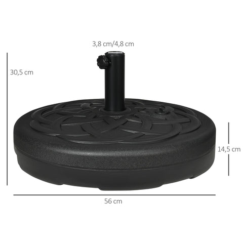 Rootz Shield Base Parasol Stand - Umbrella Holder - Canopy Anchor - Water/Sand Fillable - Black - Ø56 x 30.5h cm