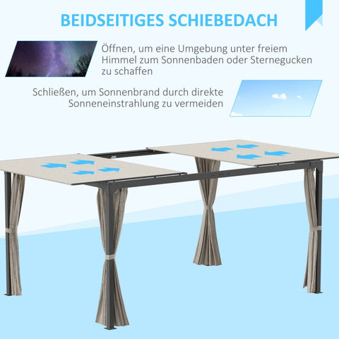 Rootz Gazebo - Outdoor Pavilion - Garden Canopy - Sturdy Fabric - Aluminum & Steel Frame - 295cm x 295cm x 220cm