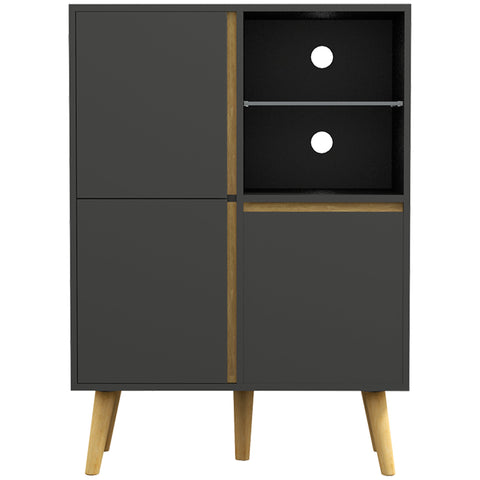 Rootz Sideboard Cabinet - Modern Storage Unit - Adjustable Shelves - Sturdy Chipboard - 70cm x 40cm x 96.1cm - Dark Gray