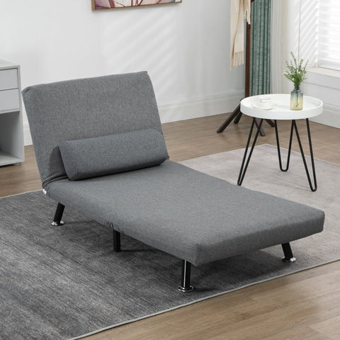 Rootz Folding Bed - Versatile Sofa Bed - Reclining Backrest - Steel Frame - Linen Look - 75cm x 70cm x 75cm (Sofa) / 180cm x 75cm x 25cm (Bed)
