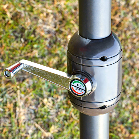 Rootz XXL Garden Umbrella - Large Parasol - Patio Shade - Crank Opening - 4.6m x 2.7m x 2.4m - Weight Bags & Base Included