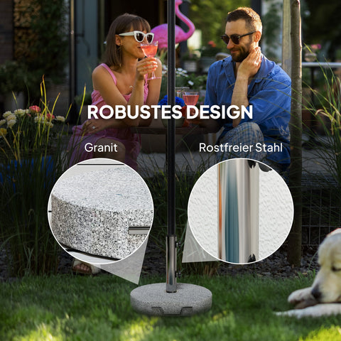 Rootz Granite Parasol Stand - Umbrella Holder - Weighted Base - Weatherproof - Ø44.5x37.5cm Granite