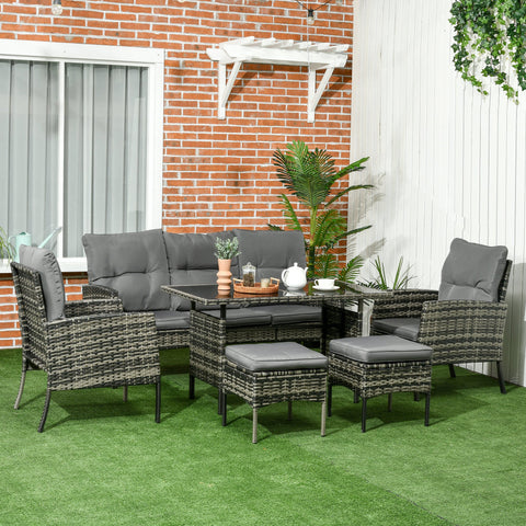 Rootz 6-Piece Garden Furniture Set - Outdoor Seating - Patio Sofa Set - Weather Resistant - Table 116x63x65cm, Chairs 58x68x80cm, Sofa 158x68x80cm