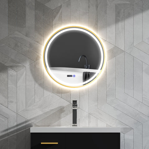 Rootz Round LED Bathroom Mirror - Anti-Fog Mirror - Touch Control Mirror - Adjustable Brightness - Ø60 x 3.5cm