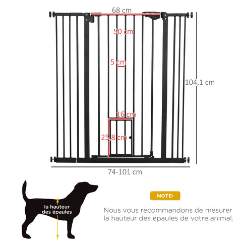 Rootz Pet Security Fence - Pet Gate - Safety Barrier - Automatic Closure & Double Locking - 104.1h cm x Adjustable Width 74-101cm