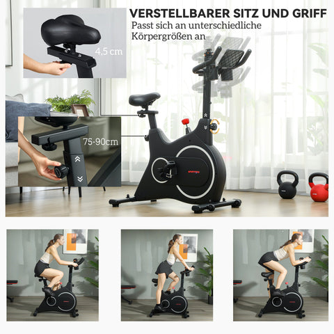 Rootz Home Bike Fitness Bike - Exercise Bike - Ergometer - Comfortable Seat - Compact Design - 97cm x 52cm x 113cm