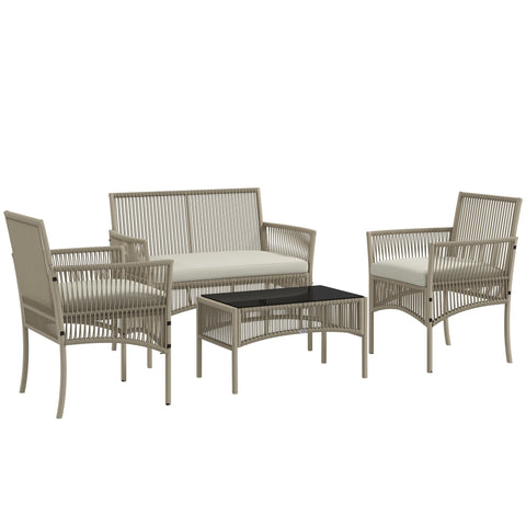 Rootz 4 Piece Garden Furniture Set - Outdoor Sofa - Patio Armchairs - Weather-Resistant - 100cm x 56cm x 80cm Sofa