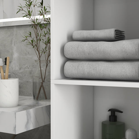 Rootz Bathroom Tall Cabinet - Storage Unit - Space-Saving - Adjustable Shelves - 30 x 30 x 181.5cm White