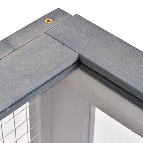 Rootz Turtle Habitat Enclosure - Cage - Small Animal House - Privacy & Security - 91cm x 60.5cm x 32cm - Solid Wood Grey