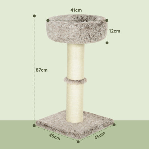 Rootz Cat Tree - Cat Tower - Scratching Post - Soft Plush Bed - 45cm x 45cm x 87cm