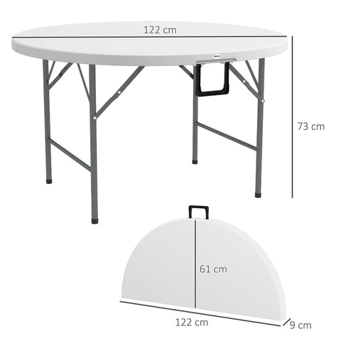 Rootz Round Garden Table - Foldable Outdoor Table - Metal & HDPE | Easy-Clean, Durable - Ø122cm x 73cm