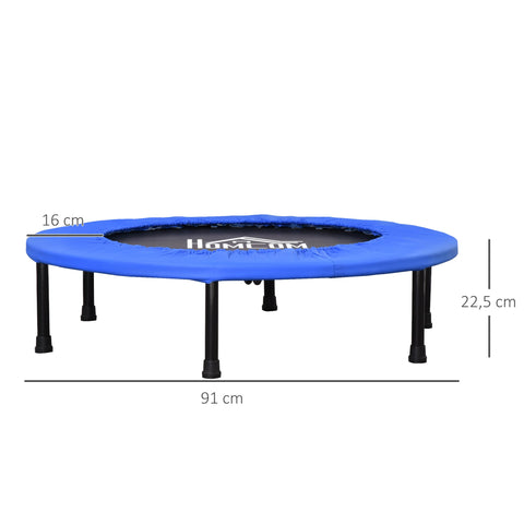 Rootz Fitness Trampoline – Mini Trampolines – Exercise Rebounder – Non-Slip Feet – 100kg Capacity – Ø91 x 22.5cm – Black+Blue