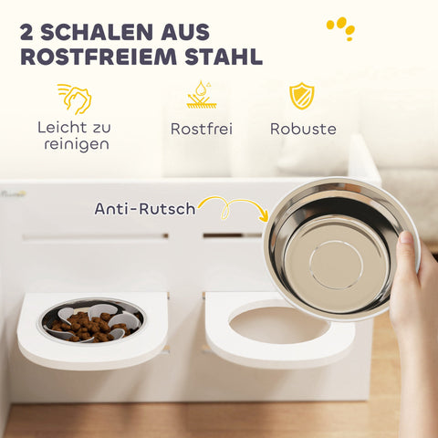 Rootz Adjustable Dog Feeding Station - Food Bowls - Pet Feeders - Digestion Support - 63cm x 58.5cm x 40cm