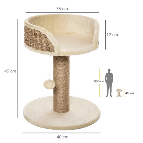 Rootz Scratching Post Cat Bed - Cat Lounger - Feline Play Station - Ultimate Comfort - High Safety Wall - Durable Jute Scratching Post - 40cm x 40cm x 49cm