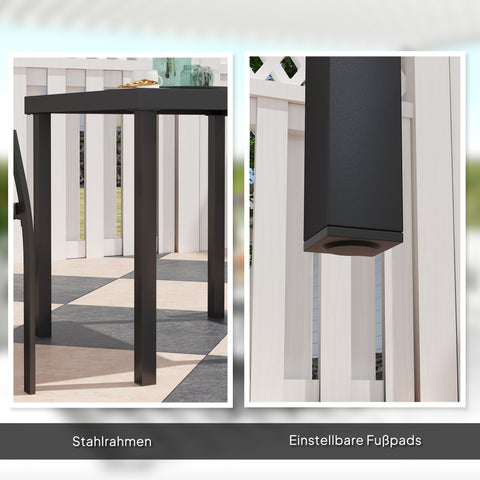 Rootz 3-Part Outdoor Dining Set - Patio Table Set - Weather-Resistant Furniture - Steel Frames - Table: 70x70x72cm, Chair: 55.5x59x80cm