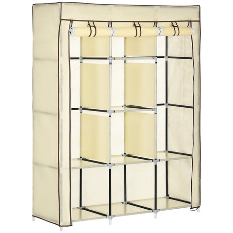 Rootz Fabric Cabinet Storage Solution - Wardrobe Closet - Clothes Organizer - Dust Protection - 125cm x 43cm x 162.5cm