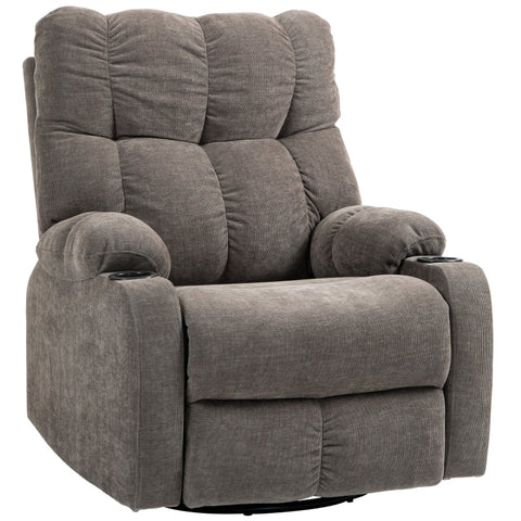 Rootz Recliner Chair - TV Armchair - Lounge Chair - Tilt up to 135° - Footrest - Swivel and Rocking - Linen Look Fabric - 88cm x 96cm x 108cm