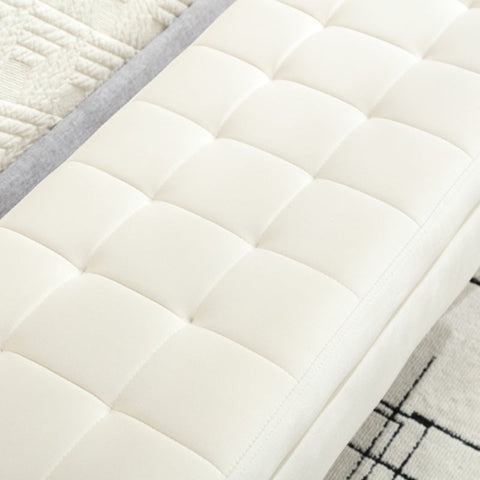 Rootz Beige Velvet Storage Bench - Ottoman - Seat with Storage - Comfort Padding - 111L x 35W x 44.5H cm