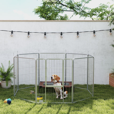 Rootz Pet Enclosure Dog Fence - Pet Playground - Customizable - Stainless Steel - 160x160x100 cm Square - 240x80x100 cm Rectangular